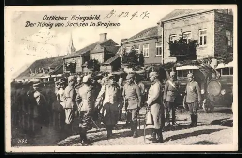 AK Grajewo, Der König von Sachsen mit Soldaten, Östliches Kriegsbild