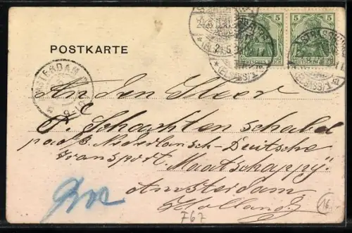 AK Strassburg i. E., Metzgerthorhafen mit Dampfer