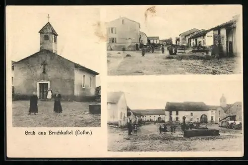 AK Bruch-Kastel /Lothr., Strassenpartien und Kirche