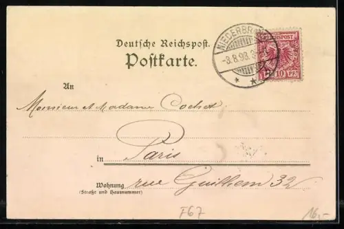 Lithographie Niederbronn, Restaurant und Kurhaus, Kurbrunnen, Alt-Windstein