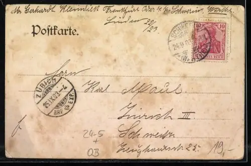 AK Schwerin a. W., Warthebrücke bei Hochwasser