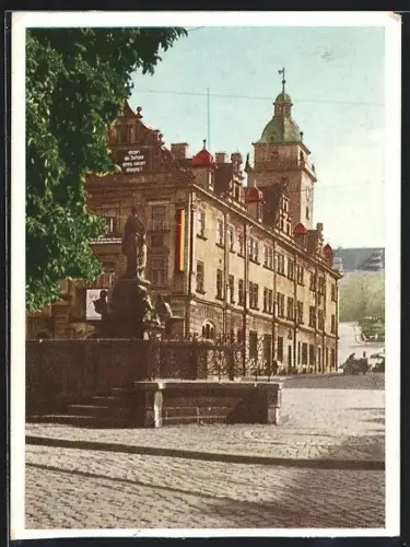 AK Gotha, Hauptmarkt mit Rathaus