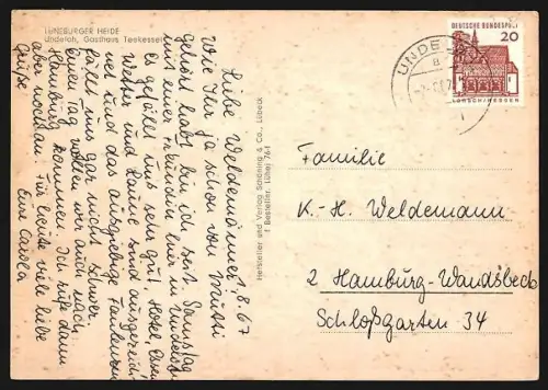 AK Undeloh /Lüneburger Heide, Gasthaus Teekessel mit Gästen