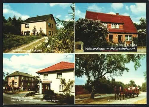 AK Volkwardingen, Pension Heidehof mit Kutsche, Exterieur, Inh. Ernst u. Wilhelm Ripke