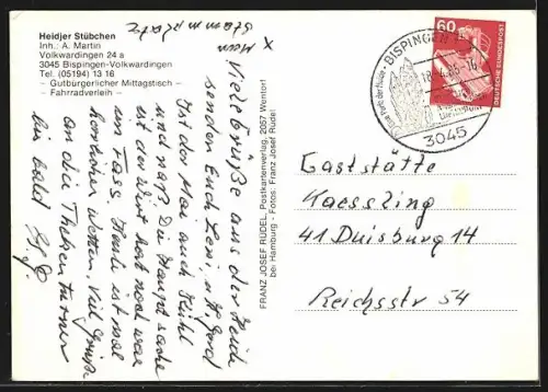 AK Bispingen-Volkwardingen, Gasthaus Heidjer Stübchen, Inh. A. Martin