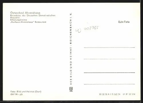 AK Ahrenshoop, Ostseebad mit Innenansicht des Erholungsheim mit Restaurant