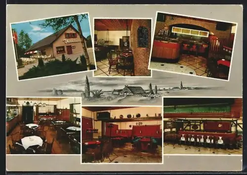 AK Zahrensen bei Schneverdingen, Restaurant Waldklause, Discothek Talglichtbar, Innenansichten