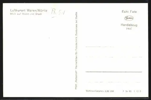 AK Waren /Müritz, Blick auf Markt und Stadt