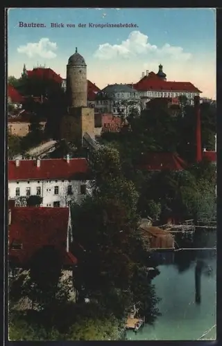AK Bautzen, Blick von der Kronprinzenbrücke