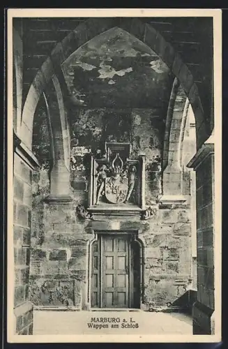 AK Marburg a. L., Wappen am Schloss