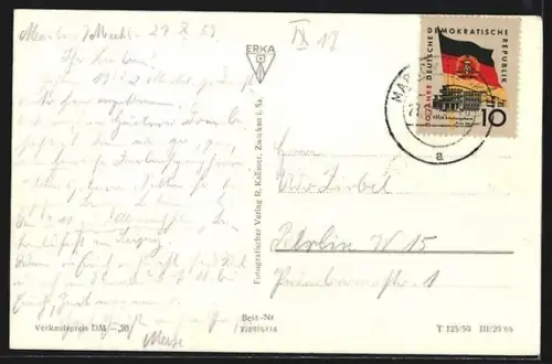 AK Marlow i. Meckl., Marktplatz, Stralsunder Strasse mit Post, Jugendheim