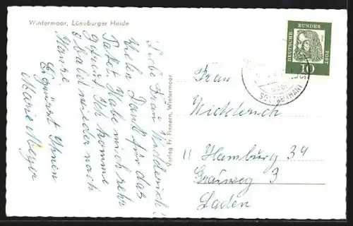 AK Wintermoor /Lüneburger Heide, Strassenpartie mit Tor