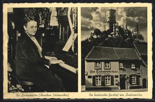 AK Bad Godesberg a. R., Gasthaus Zur Lindenwirtin, Annchen Schumacher