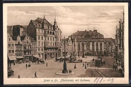 AK Bonn a. Rh., Marktplatz mit Rathaus