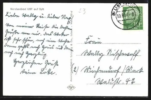 AK List auf Sylt, Wohnhäuser mit Blick zum Meer