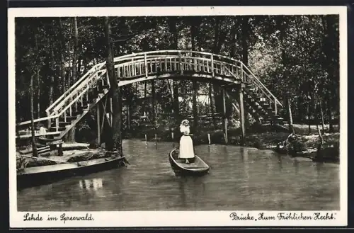 AK Lehde im Spreewald, Brücke Zum Fröhlichen Hecht