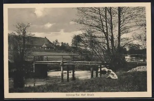 AK Dorfmark i. H., Gasthaus zur 1000jährigen Linde, Inh. Friedrich Käsehagen, Hof Brock