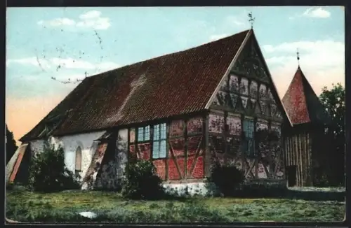 AK Undeloh /Lüneburger Heide, Partie an der Kirche