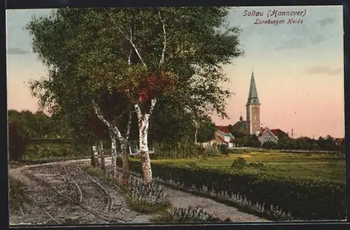 AK Soltau /Lüneburger Heide, Blick zur Kirche