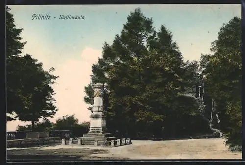AK Dresden-Pillnitz, Partie an der Wettinsäule