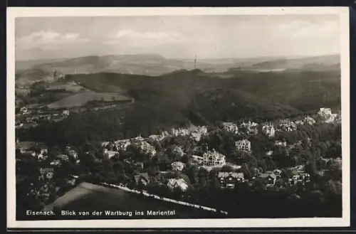 AK Eisenach, Blick von der Wartburg ins Mariental