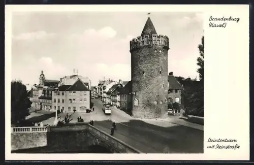 AK Brandenburg /Havel, Steintorturm mit Steinstrasse