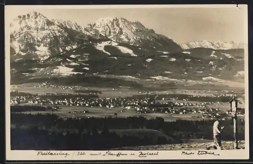 Foto-AK Freilassing /Obb., Ort mit Stauffen und Zwiesel