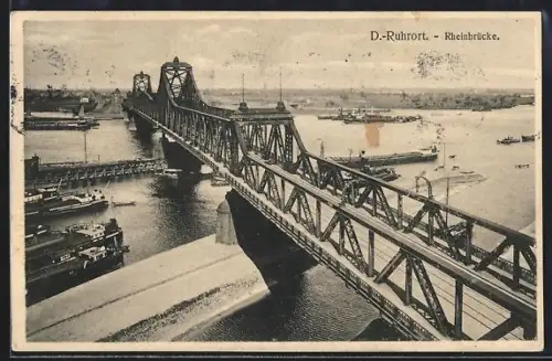 AK D.-Ruhrort, Rheinbrücke
