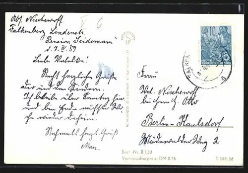 AK Falkenberg /Mark, Ortsansicht mit Kirche und Wohnhäusern