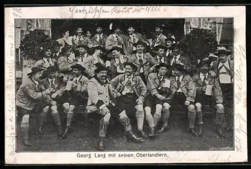 AK Georg Lang mit seinen Oberlandlern, Gruppenbild