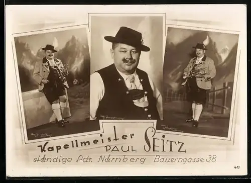 AK Kapellmeister Paul Seitz mit Trompete