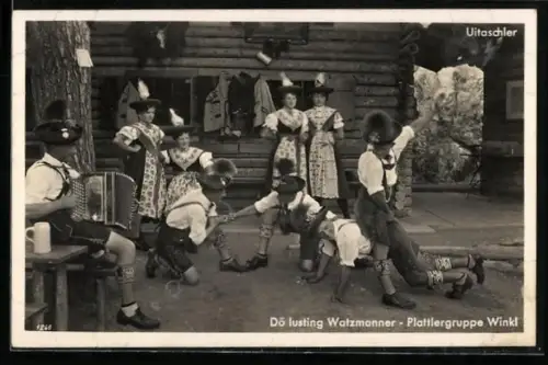 AK Dö lusting Watzmanner, Plattlergruppe Winkl, Volkstanz