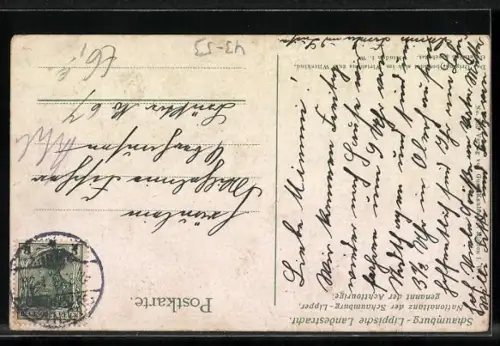 Künstler-AK Schaumburg-Lippe Landestrachten, Nationaltanz genannt Achttourige