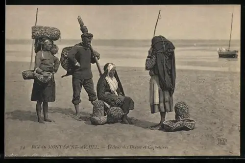 AK Mont-Saint-Michel, Pêcheur des Grèves et Coquetières, Muschelfischer