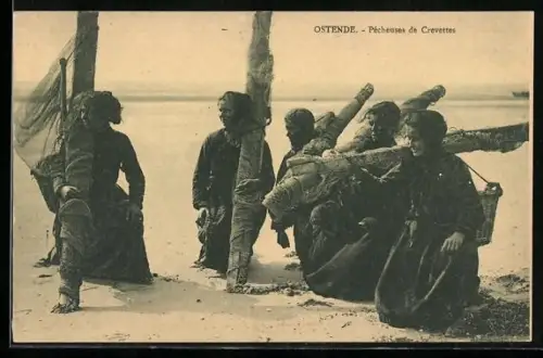AK Ostende, Pêcheuses de Crevettes, Krebsfischer