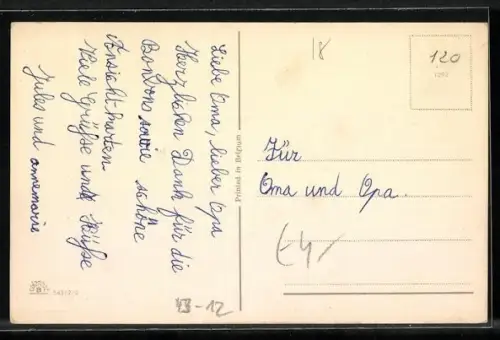 AK Zwei Wandervögel laufen vor einer Gans weg