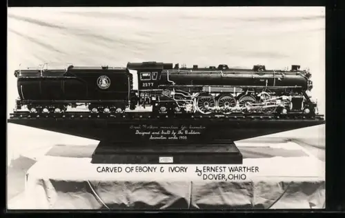 AK Dover, Ohio, Carved of Ebony & Ivory, Modellbau-Eisenbahn
