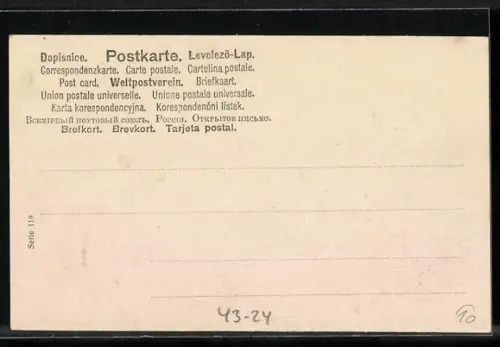 AK Harlekinpärchen auf einer Wippe