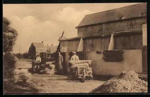 AK Transport von Flachs-Bündeln