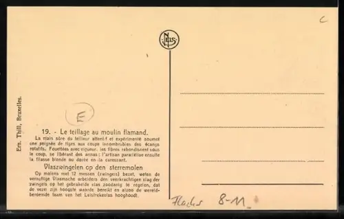 AK Männer bei der Flachsverarbeitung, Landwirtschaft