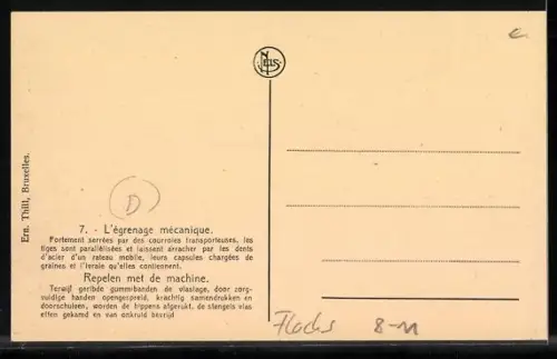 AK Bauern mit einer Maschine zur Behandlung von Flachs