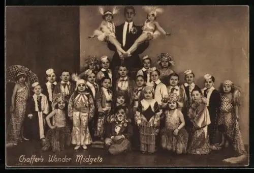 AK Chaffer`s Wonder Midgets, Zirkus mit verkleideten Liliputanern