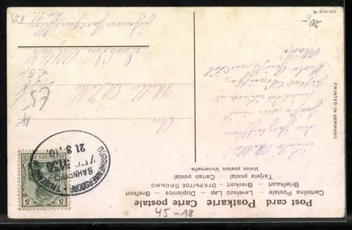 Künstler-AK Drei Kinder in einem Ruderboot mit Vergissmeinnicht und Klee