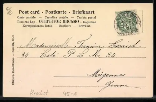 Lithographie Damen beim Krocket-Spiel