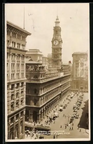AK Sydney /N. S. W., General Post Office, Martin Place, Strassenbahn