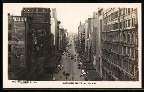 AK Melbourne, Elizabeth Street, Strassenbahn