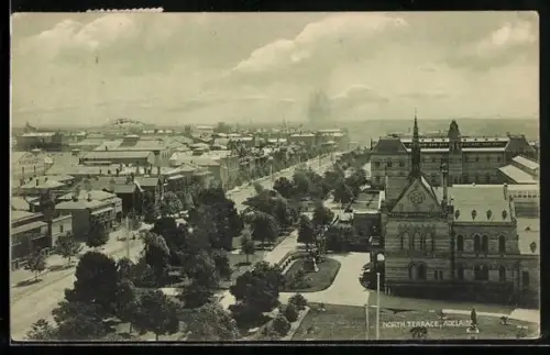 AK Adelaide, North Terrace, Ortsansicht mit Häusern und Kirche