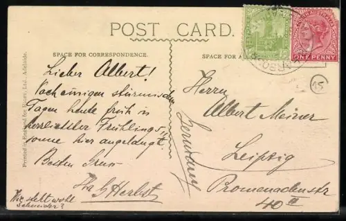 AK Adelaide, North Terrace, Ortsansicht mit Häusern und Kirche