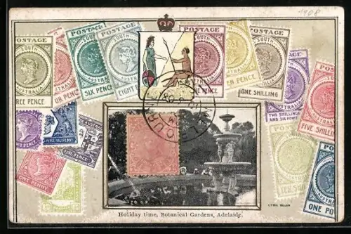 AK Adelaide, Holiday Time, Botanical Gardens, Postage Stamps