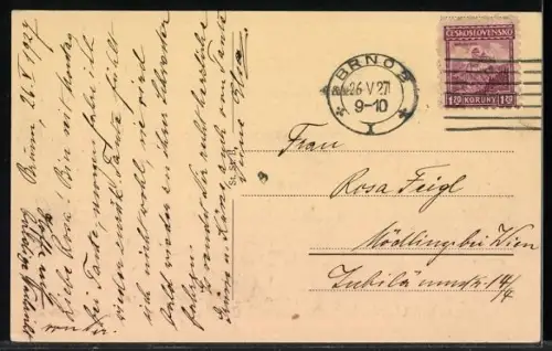 AK Brünn, Krautmarkt mit Kirche